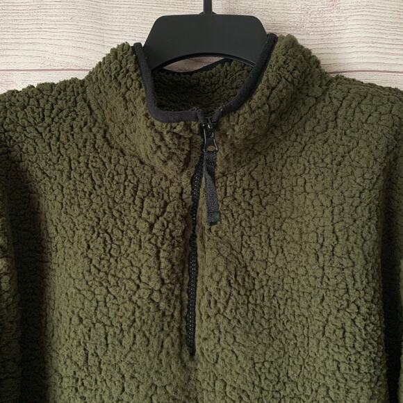 No Boundaries Juniors' Green Quarter Zip Sherpa Pullover Sweater XL (15-17) - Picture 3 of 10
